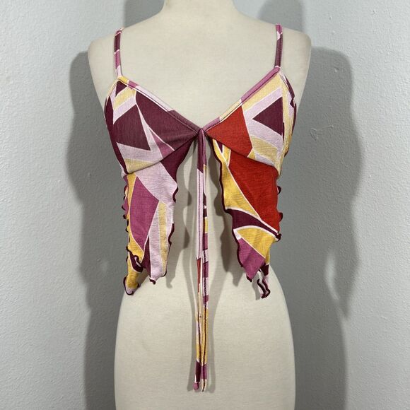 Tiger Mist‎ Top Womens XS Multicolor Butterfly Festival Whimsical Sexy 2000 Y2K - Picture 1 of 10